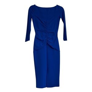 Chiara Boni Blue Ruched Waist Midi Cocktail Dress size IT 40/ US 4